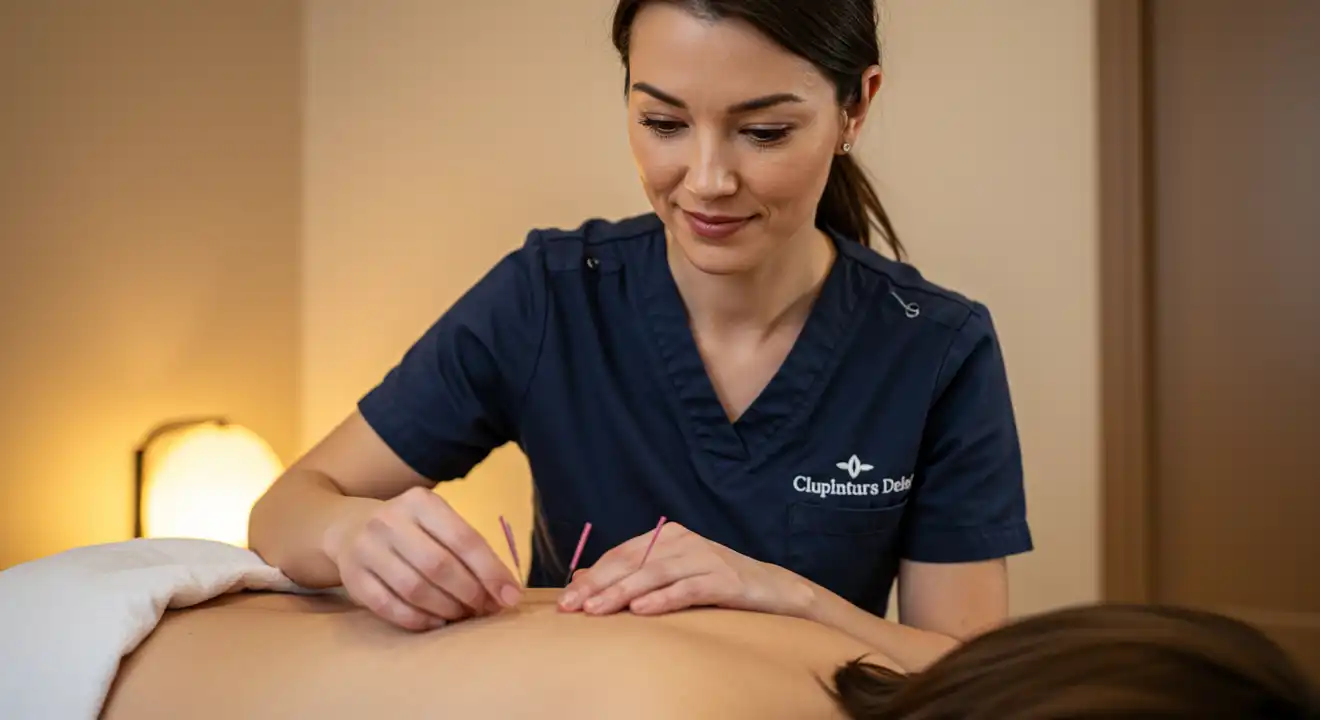 Person receiving acupuncture treatment, representing holistic health