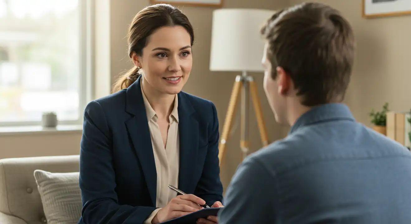 A supportive conversation between a psychologist and a person seeking help for anxiety and depression.