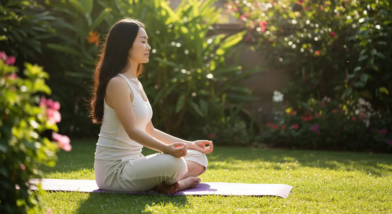 Serene image of a person participating in a guided meditation