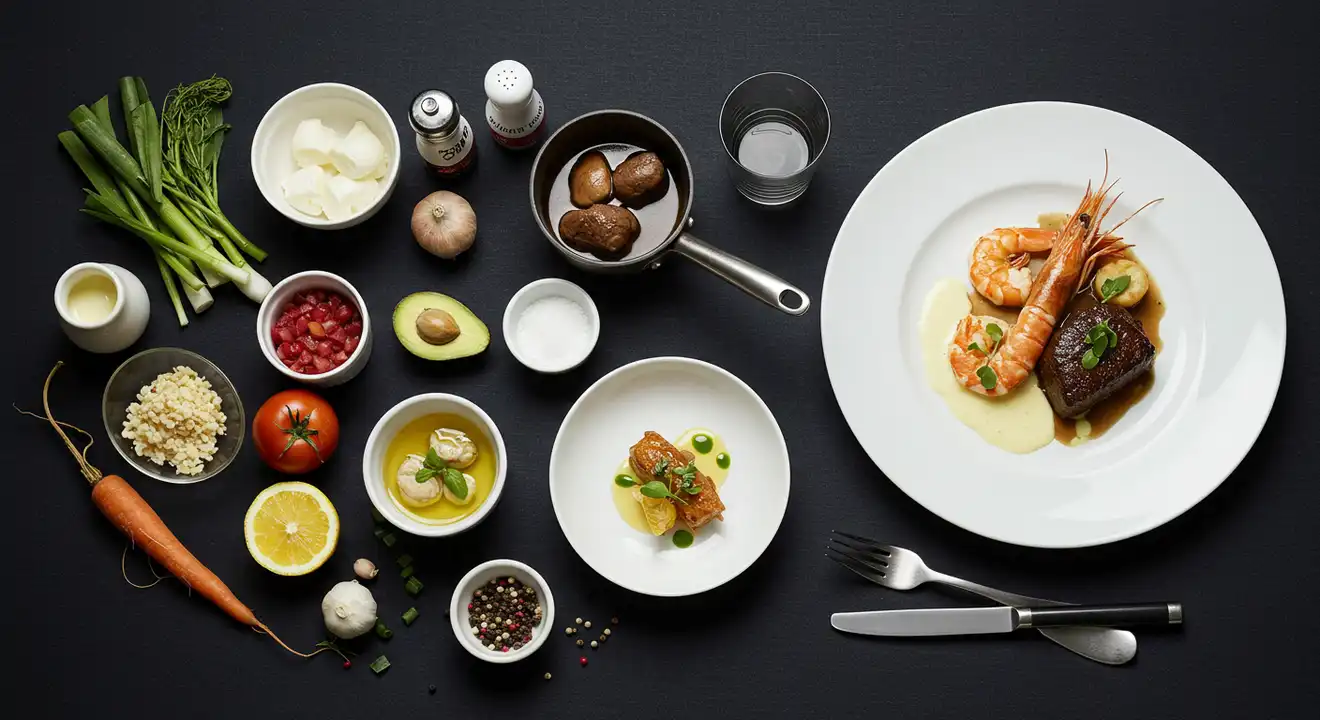 French cuisine, renowned for techniques like mise en place (organization), sautéing (quickly pan-frying), braising (slow-cooking in liquid), and flambéing (flaming with alcohol)