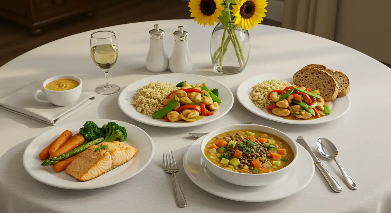 A close-up of a well-presented dish with balanced nutritional components.