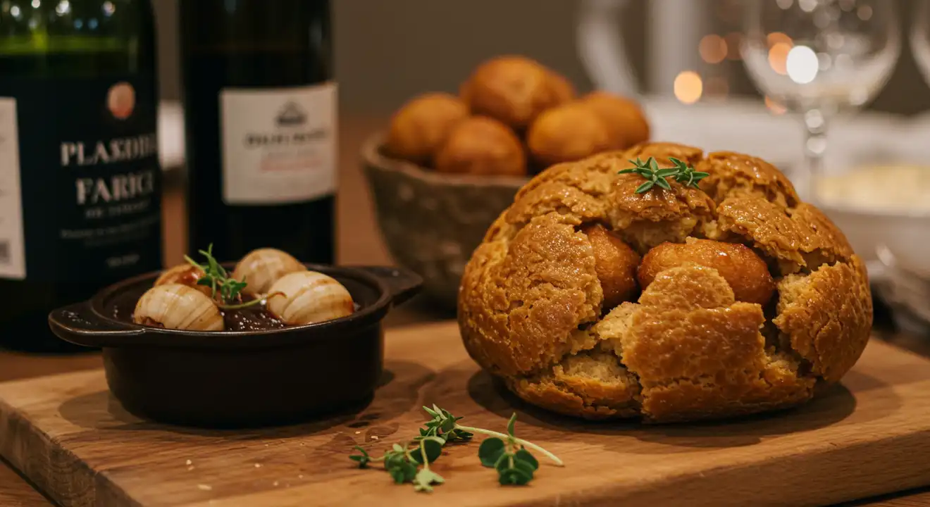 French culinary traditions during a wedding party, serving classic dishes like coq au vin, escargots, and croquembouche, along with French wines and cheeses, to create a sophisticated and memorable experience