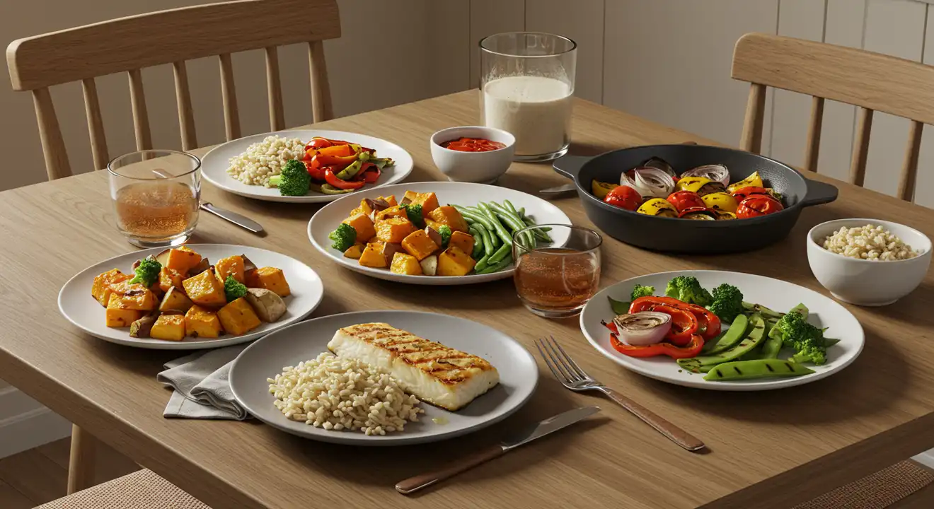 Image of a structured meal plan with balanced food choices.