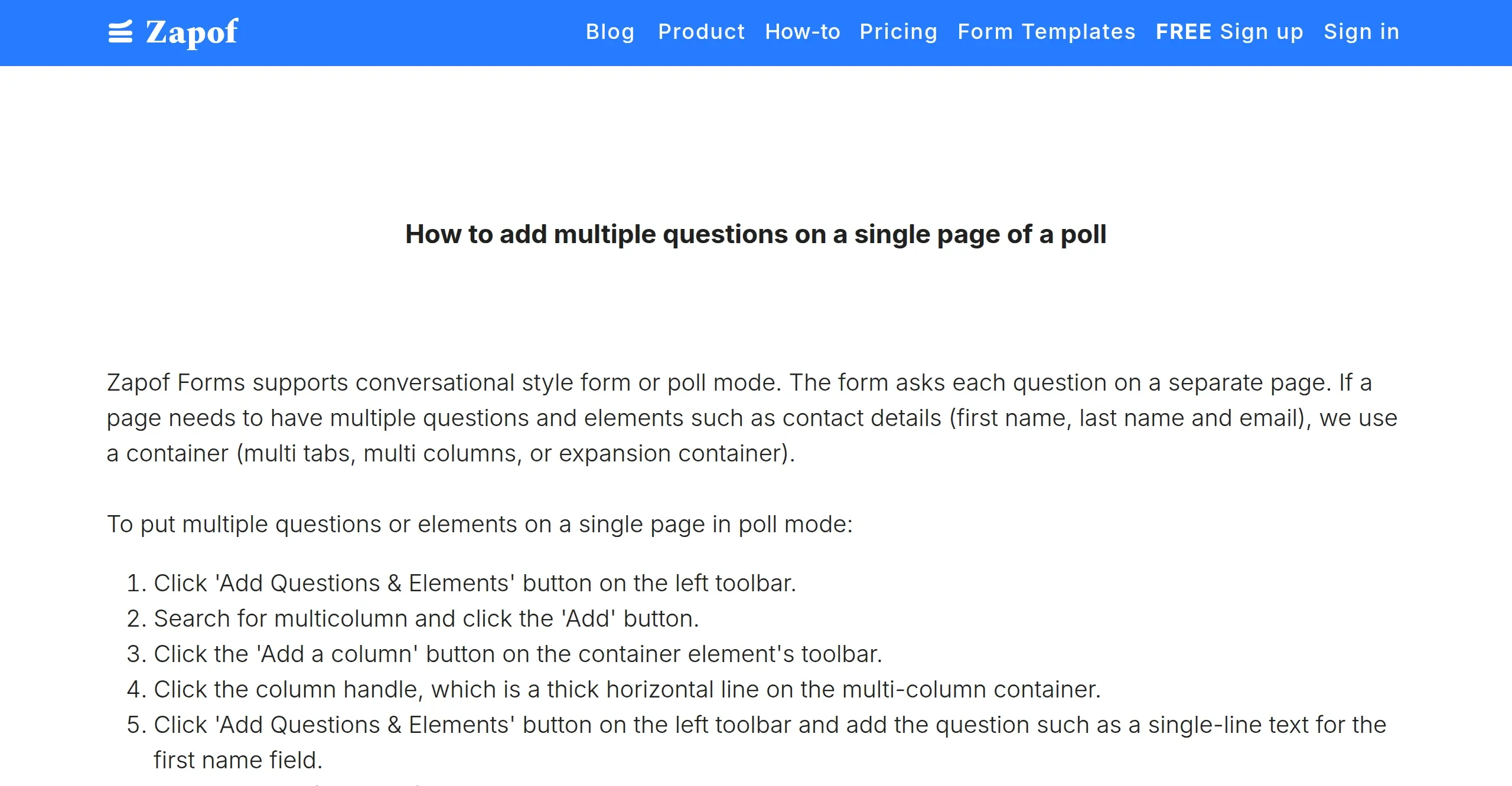 Multiple Question Table Multiple questions and elements on a single poll page