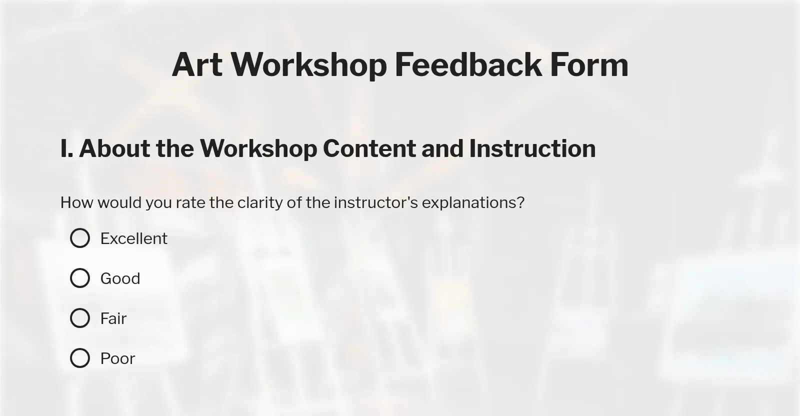 Art Workshop Feedback Form