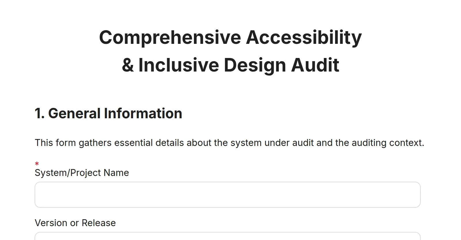 IT Accessibility & Inclusive Design Audit Form