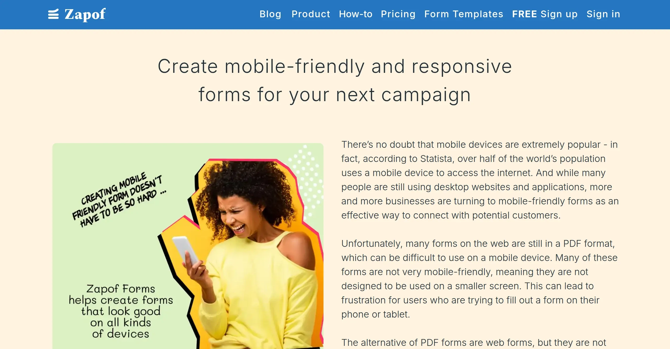 Mobile friendly, multi columns layout, and responsive form