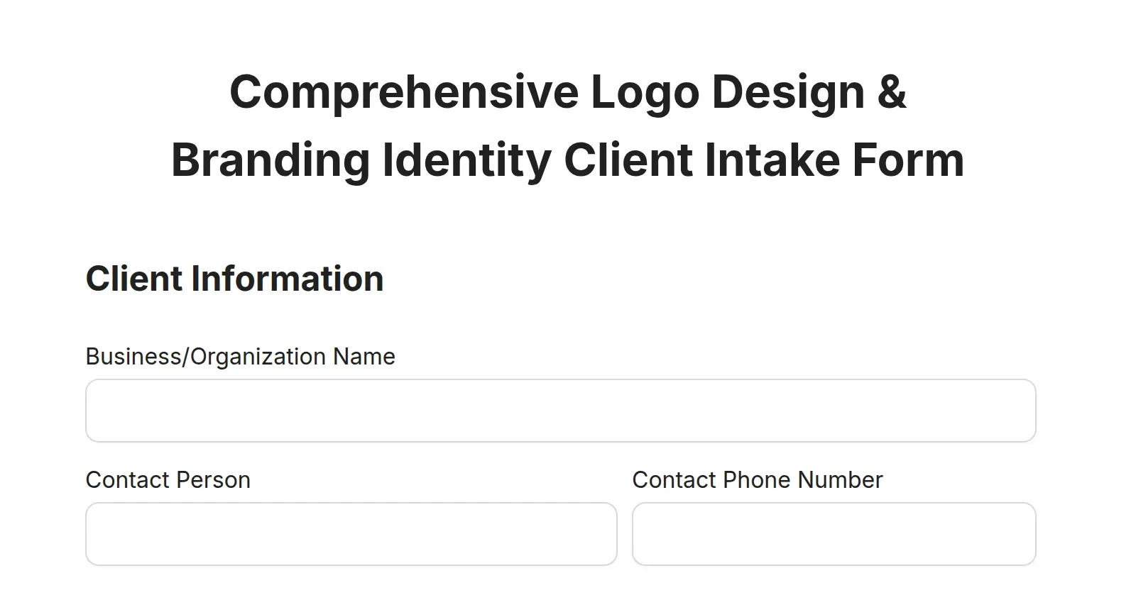 Comprehensive Logo Design & Branding Identity Client Intake Form