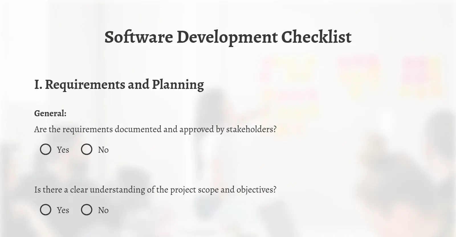 Software Development Checklist