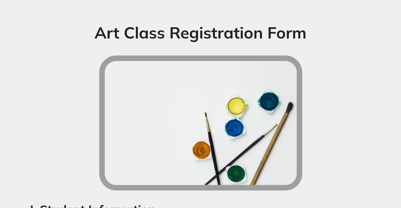 Art Class Registration Form